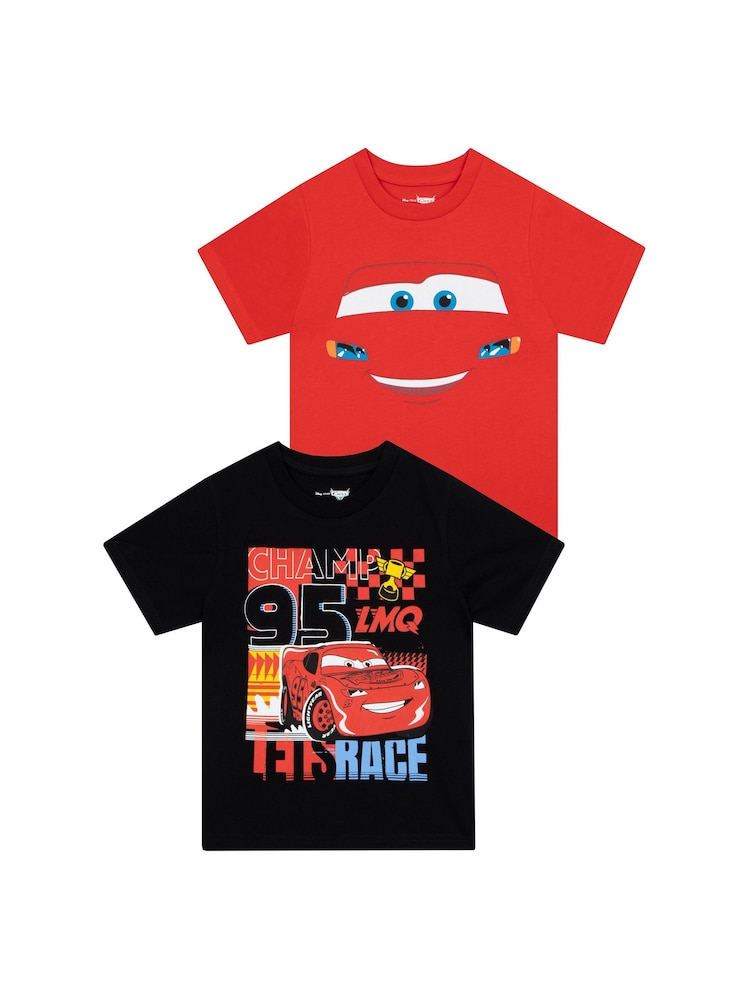 Character Red Disney Cars Lightning McQueen 100% Cotton T-Shirts 2 Pack - Image 1 of 5