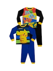Character Black Pokemon Long Sleeve Pyjamas 2 Pack - Image 1 of 3