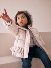 Pink - Shower Resistant Padded Coat With Frill Hem (3mths-7yrs) - Bild 2 von 9