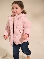 Pink Shower Resistant Faux Fur Lined Padded Coat (3mths-7yrs) - Image 1 of 10