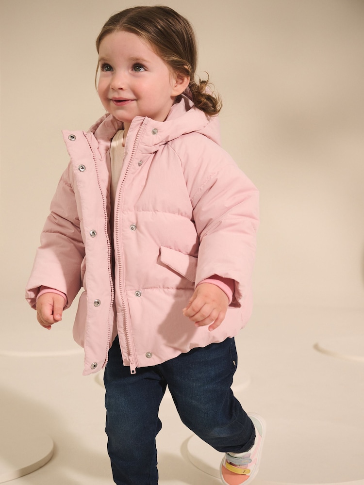 Pink Shower Resistant Faux Fur Lined Padded Coat (3mths-7yrs) - Image 1 of 10