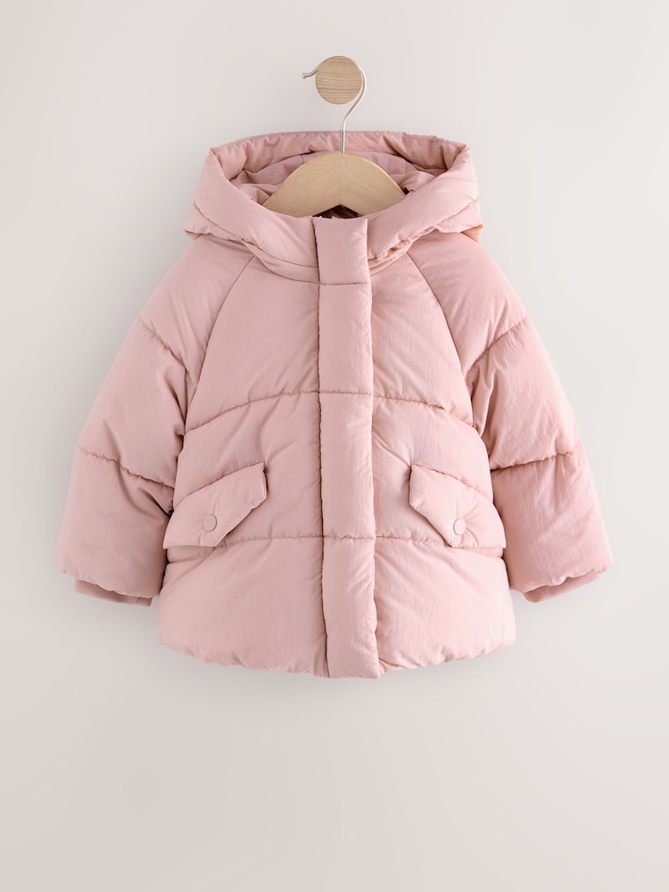 Buy Pink Shower Resistant Faux Fur Lined Padded Coat (3mths-7yrs