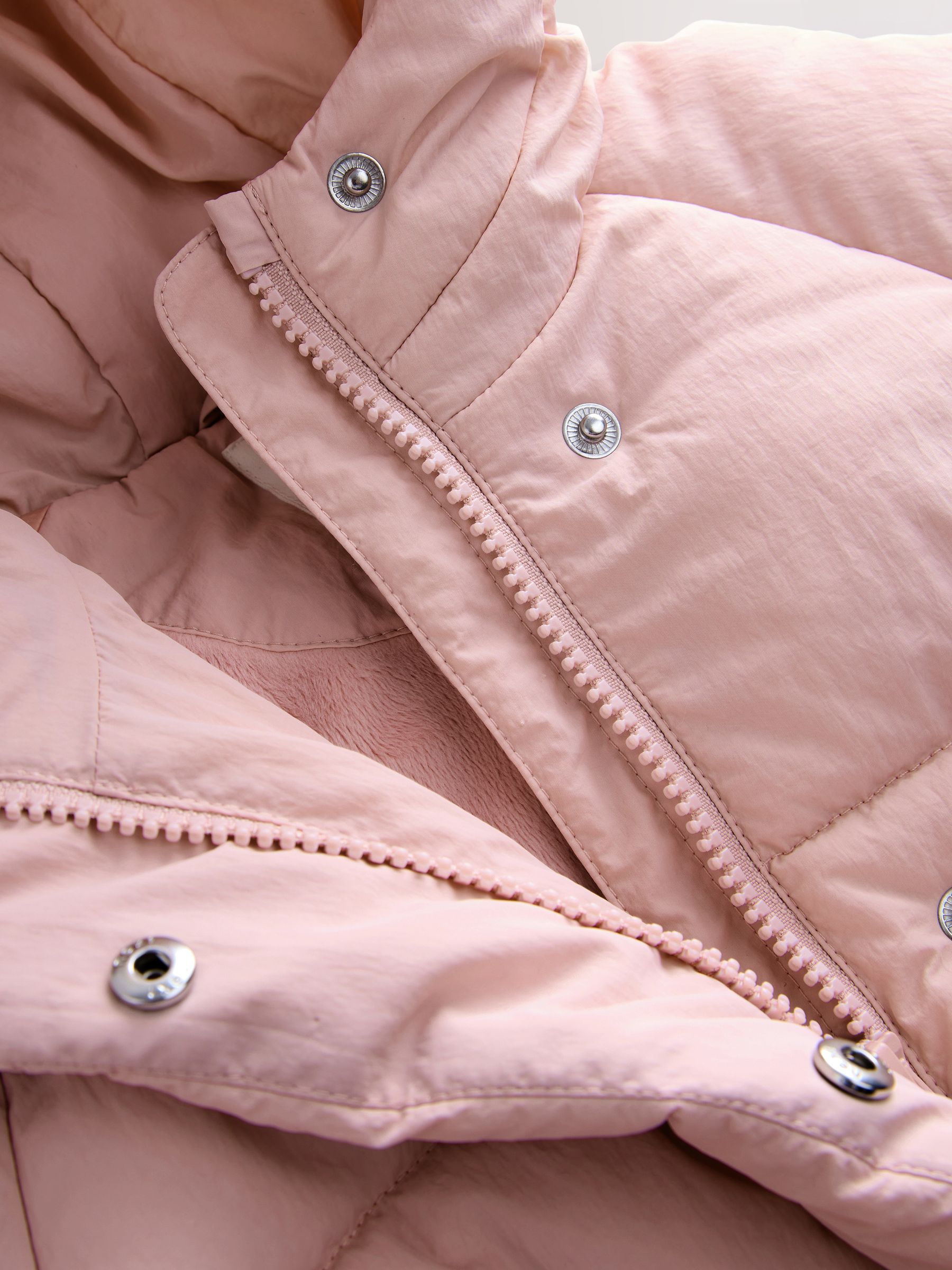 Buy Pink Shower Resistant Faux Fur Lined Padded Coat (3mths-7yrs