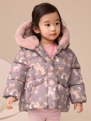 Morado - Shower Resistant Faux Fur Trim Padded Coat (3mths-7yrs) - Imagen 1 de 10