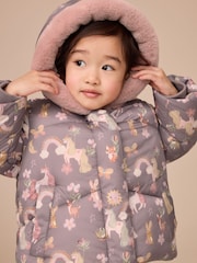 Morado - Shower Resistant Faux Fur Trim Padded Coat (3mths-7yrs) - Imagen 2 de 10