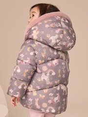 Morado - Shower Resistant Faux Fur Trim Padded Coat (3mths-7yrs) - Imagen 3 de 10