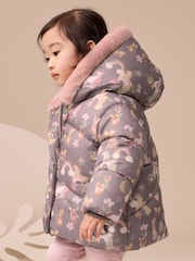 Morado - Shower Resistant Faux Fur Trim Padded Coat (3mths-7yrs) - Imagen 4 de 10
