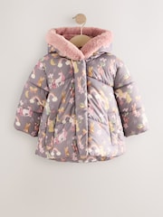 Morado - Shower Resistant Faux Fur Trim Padded Coat (3mths-7yrs) - Imagen 5 de 10