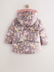 Morado - Shower Resistant Faux Fur Trim Padded Coat (3mths-7yrs) - Imagen 6 de 10