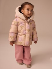 Amarillo ocre - Shower Resistant Faux Fur Trim Padded Coat (3mths-7yrs) - Imagen 2 de 4