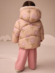 Amarillo ocre - Shower Resistant Faux Fur Trim Padded Coat (3mths-7yrs) - Imagen 3 de 4