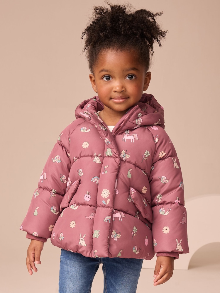 Burgundy Red Shower Resistant Faux Fur Lined Padded Coat (3mths-7yrs) - Image 1 of 12 Burgundy Red Shower Resistant Faux Fur Lined Padded Coat (3mths-7yrs) - Image 1 of 12