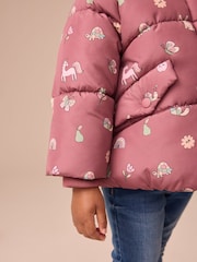 Burgundy Red Shower Resistant Faux Fur Lined Padded Coat (3mths-7yrs) - Image 5 of 12