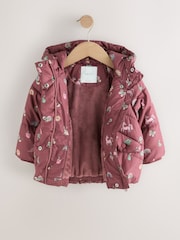 Burgundy Red Shower Resistant Faux Fur Lined Padded Coat (3mths-7yrs) - Image 7 of 12