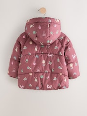 Burgundy Red Shower Resistant Faux Fur Lined Padded Coat (3mths-7yrs) - Image 8 of 12