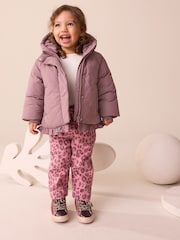 Plum Purple Shower Resistant Frill Hem Padded Coat (3mths-7yrs) - Image 2 of 4