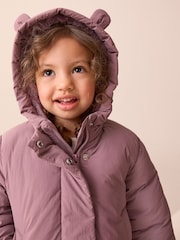Plum Purple Shower Resistant Frill Hem Padded Coat (3mths-7yrs) - Image 4 of 4