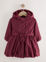 Burgundy Red Shower Resistant Skirted Coat With Bow Detail (3mths-7yrs) - Image 1 of 7