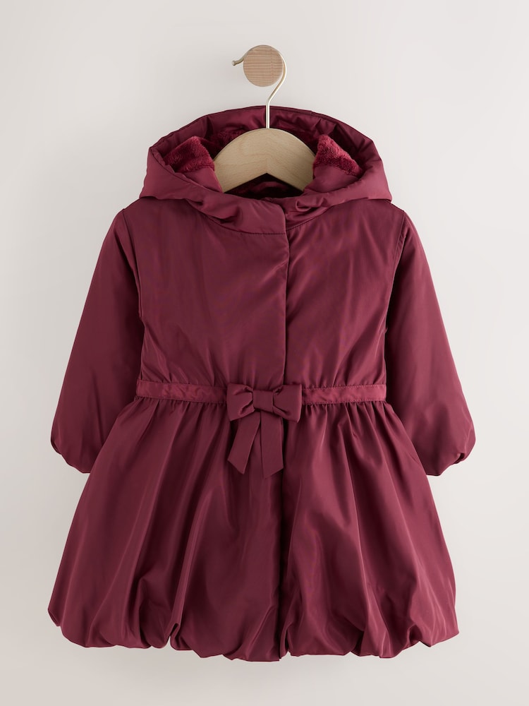 Burgundy Red Shower Resistant Skirted Coat With Bow Detail (3mths-7yrs) - Image 1 of 7