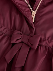 Burgundy Red Shower Resistant Skirted Coat With Bow Detail (3mths-7yrs) - Image 6 of 7