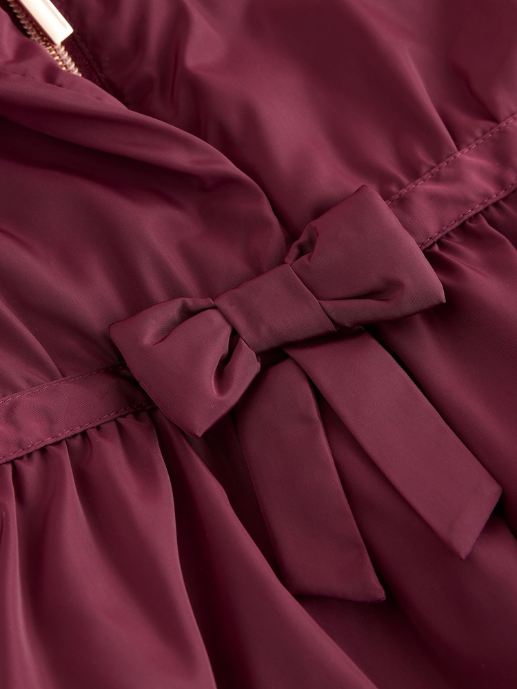 Burgundy Red Shower Resistant Skirted Coat With Bow Detail (3mths-7yrs) - Image 7 of 7
