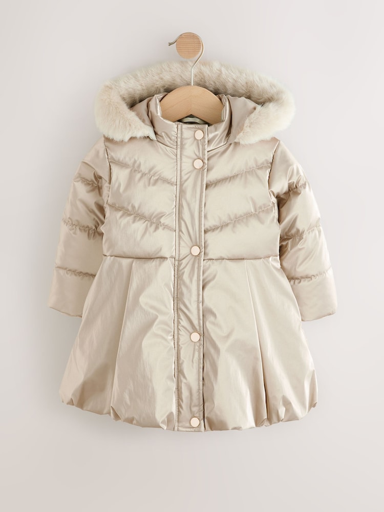 Gold Shower Resistant Skirted Padded Coat (3mths-7yrs) - Image 1 of 8
