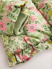 Green Floral Shower Resistant Frill Hem Padded Coat (3mths-7yrs) - Image 10 of 10