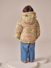Green Floral Shower Resistant Frill Hem Padded Coat (3mths-7yrs) - Image 3 of 10