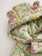 Green Floral Shower Resistant Frill Hem Padded Coat (3mths-7yrs) - Image 9 of 10