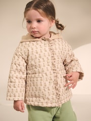 Ecru Jersey Hood Ditsy Print Padded Jacket (3mths-7yrs) - Image 1 of 9