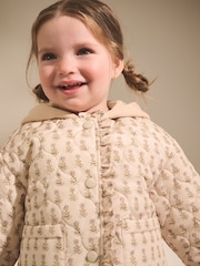 Ecru Jersey Hood Ditsy Print Padded Jacket (3mths-7yrs) - Image 4 of 9