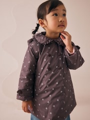 Chocolate Brown Shower Resistant Frill Collar Coat (3mths-7yrs) - Image 1 of 10