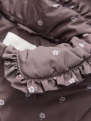 Chocolate Brown Shower Resistant Frill Collar Coat (3mths-7yrs) - Image 9 of 10