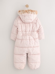 Pale Pink Print Shower Resistant Snowsuit (3mths-7yrs) - Image 6 of 9