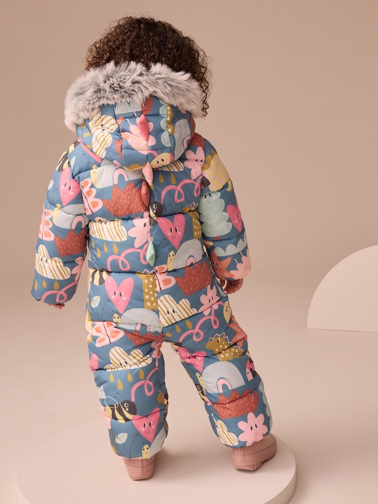 Teal Blue Print Shower Resistant Snowsuit (3mths-7yrs) - Image 2 of 10 Teal Blue Print Shower Resistant Snowsuit (3mths-7yrs) - Image 2 of 10