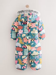 Teal Blue Print Shower Resistant Snowsuit (3mths-7yrs) - Image 5 of 10