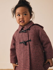 Pink/Black Check Duffle Coat With Wool (3mths-7yrs) - Image 1 of 9