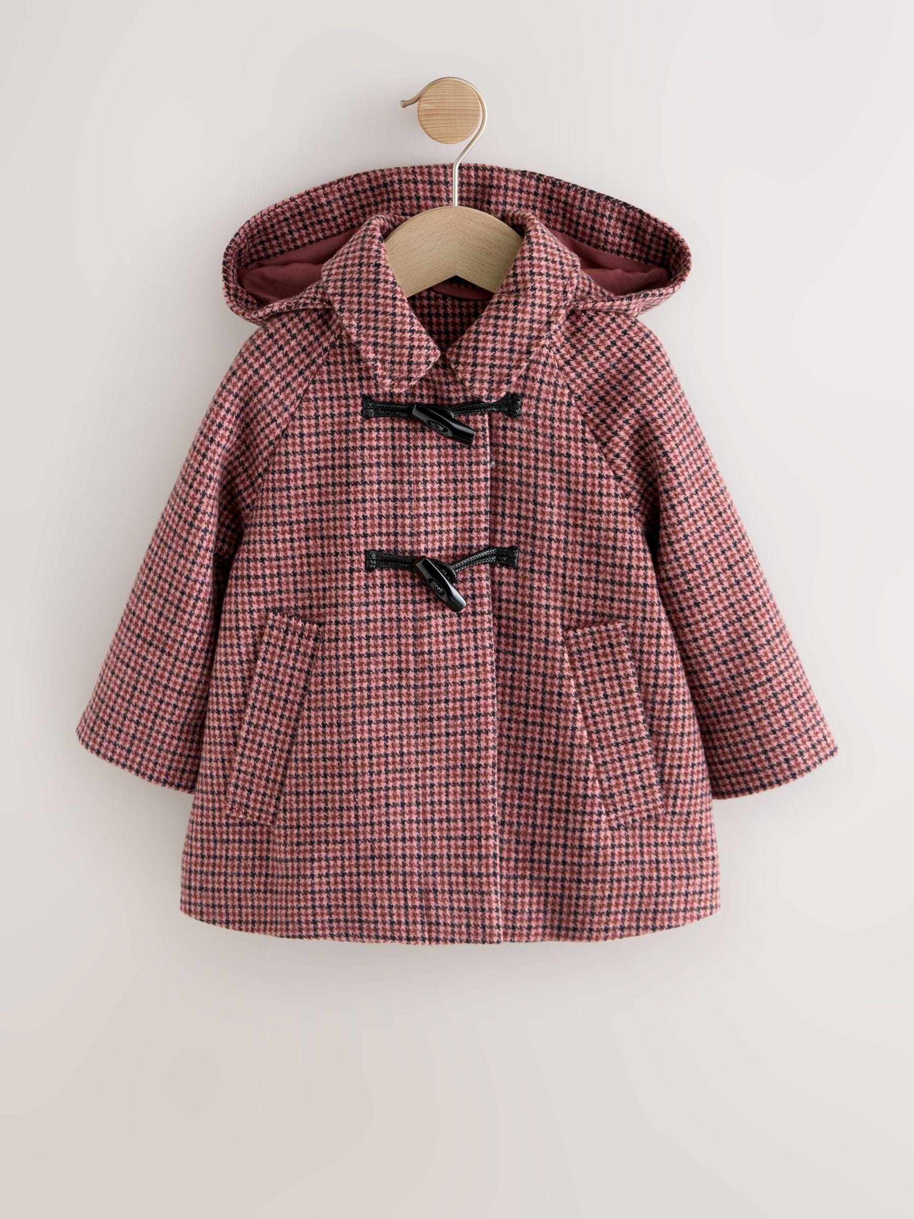 Buy Pink/Black Check Duffle Coat With Wool (3mths-7yrs) from Next USA