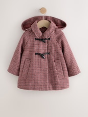 Pink/Black Check Duffle Coat With Wool (3mths-7yrs) - Image 5 of 9