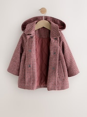 Pink/Black Check Duffle Coat With Wool (3mths-7yrs) - Image 6 of 9