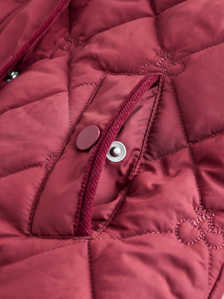 Burgundy Red Shower Resistant Embroidered Coat With Collar (3mths-7yrs) - Image 5 of 5