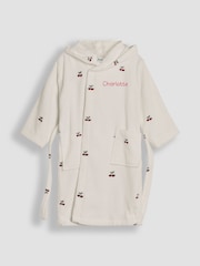 JoJo Maman Bébé White Cherry Personalised Towelling Robe - Image 3 of 6