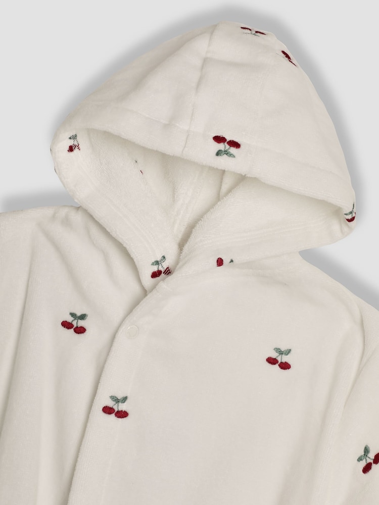 JoJo Maman Bébé White Cherry Personalised Towelling Robe - Image 6 of 6