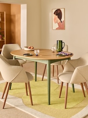 MADE.COM Oak and Green Legs Deauville 4 to 6 Seater Oval Extending Dining Table - Image 1 of 7