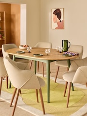MADE.COM Oak and Green Legs Deauville 4 to 6 Seater Oval Extending Dining Table - Image 2 of 7