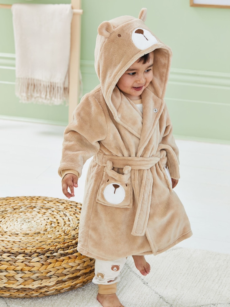 JoJo Maman Bébé Neutral Bear Personalised Bear Dressing Gown - Image 1 of 6