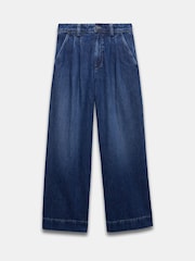 Mint Velvet Blue Pleat Front 100% Cotton Wide Jeans - Image 5 of 7