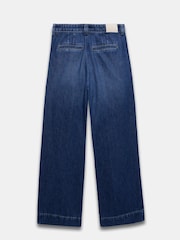 Mint Velvet Blue Pleat Front 100% Cotton Wide Jeans - Image 6 of 7