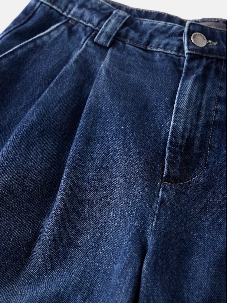 Mint Velvet Blue Pleat Front 100% Cotton Wide Jeans - Image 7 of 7