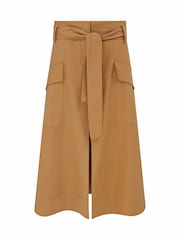 Vivere Natural Jolie Belted A-Line 100% Cotton Skirt - Image 4 of 4